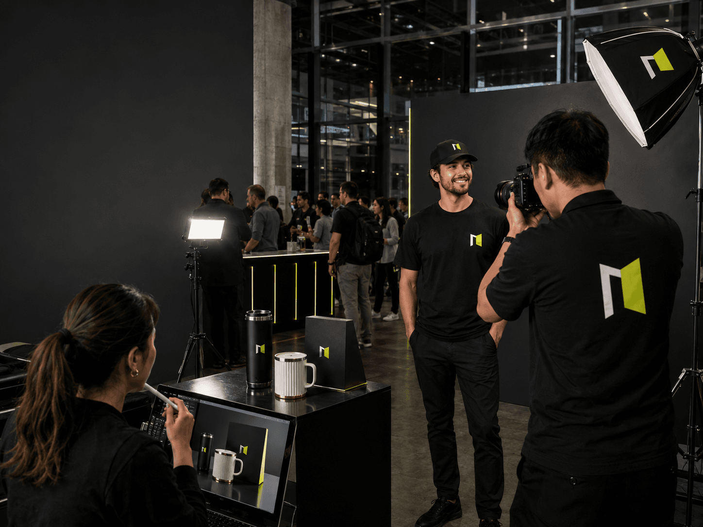 Content team capturing product and attendee moments during a MuseVend brand activation