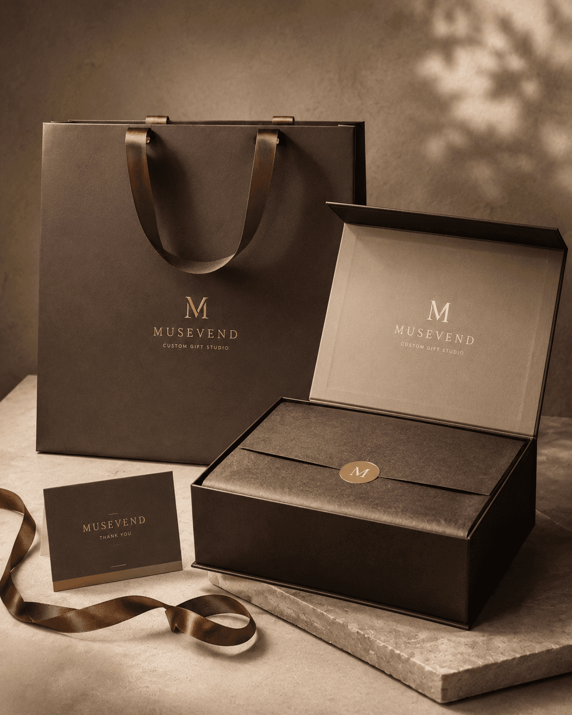 Coordinated custom gift bag and matching gift box packaging system
