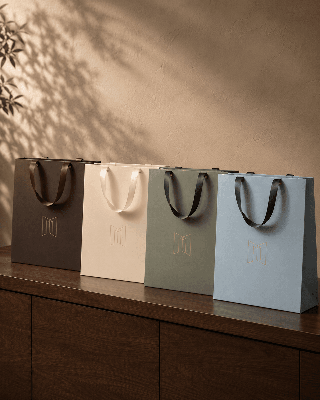 Custom gift bag with gold foil metallic logo mark