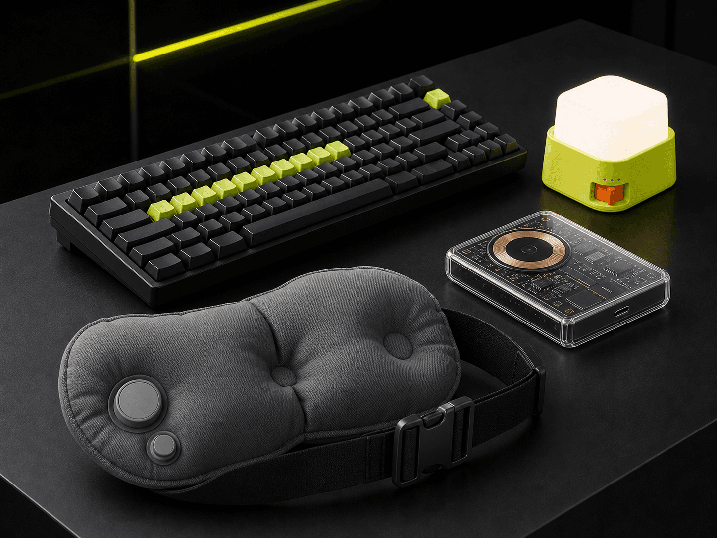 Developer Artifact Kit with premium technical accessories, a mechanical keycap, and transparent hardware-inspired power bank.