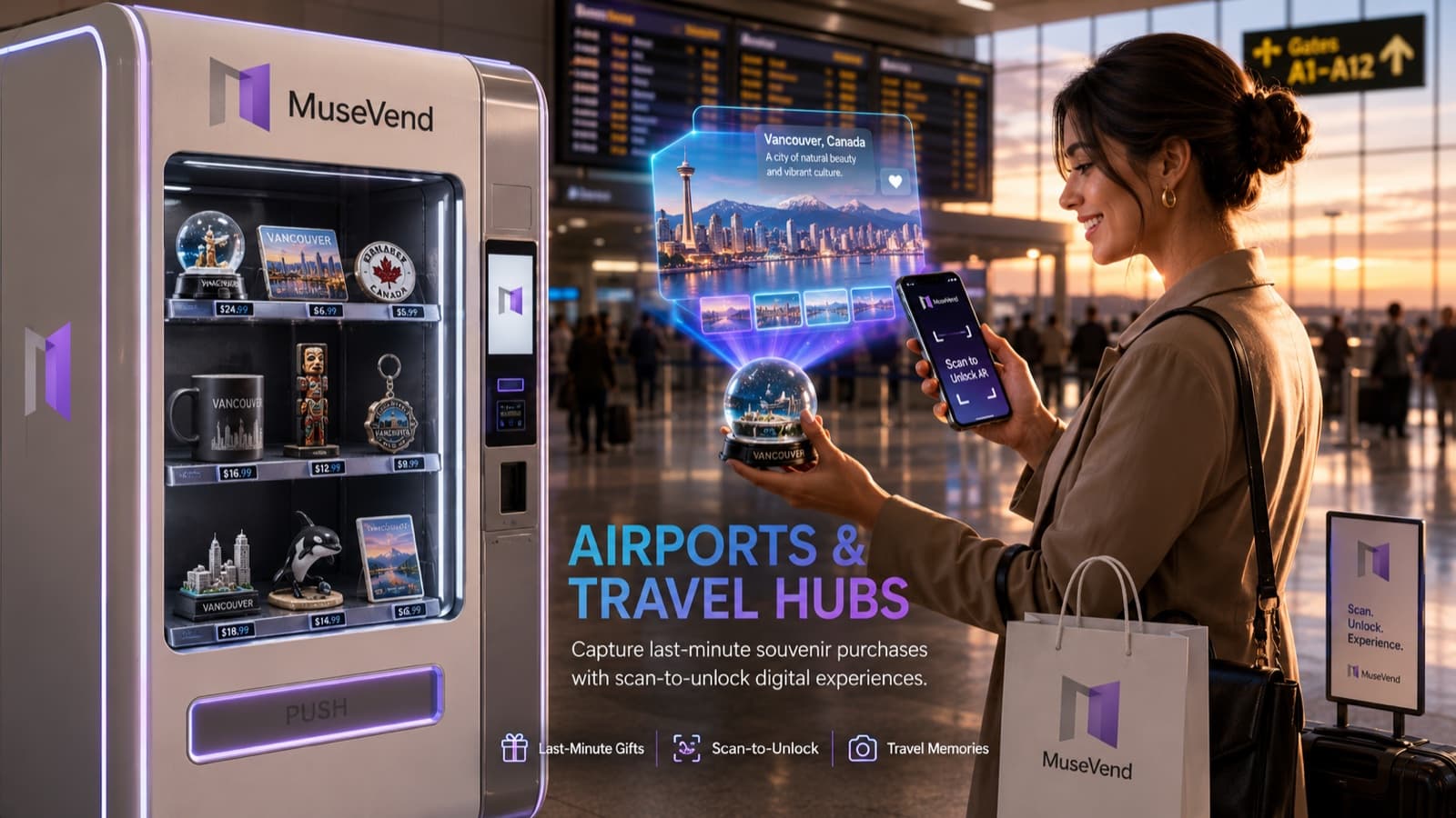 Airports & Travel Hubs — MuseVend AR souvenirs in context.