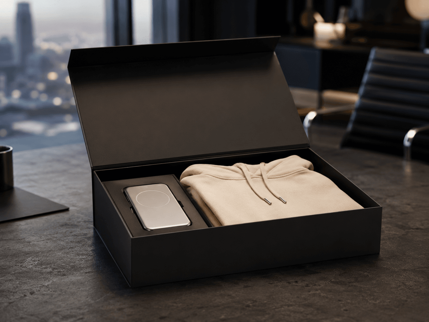 MuseVend hardware kit — anodized aluminum, full-grain leather, micro-carved ceramic, heavy-weight apparel