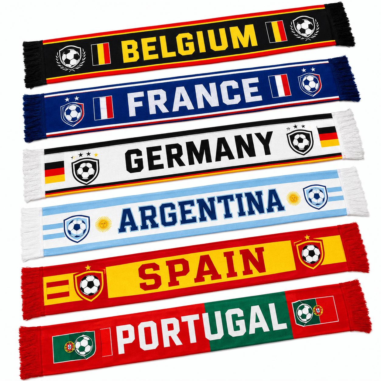 Soccer Supporter Scarf, Country Flag Inspired Football Fan Scarf, 100% Polyester National Team Style Cheer Scarf with Fringed Ends, Sports Party Decoration for Soccer Games, Fans and Events